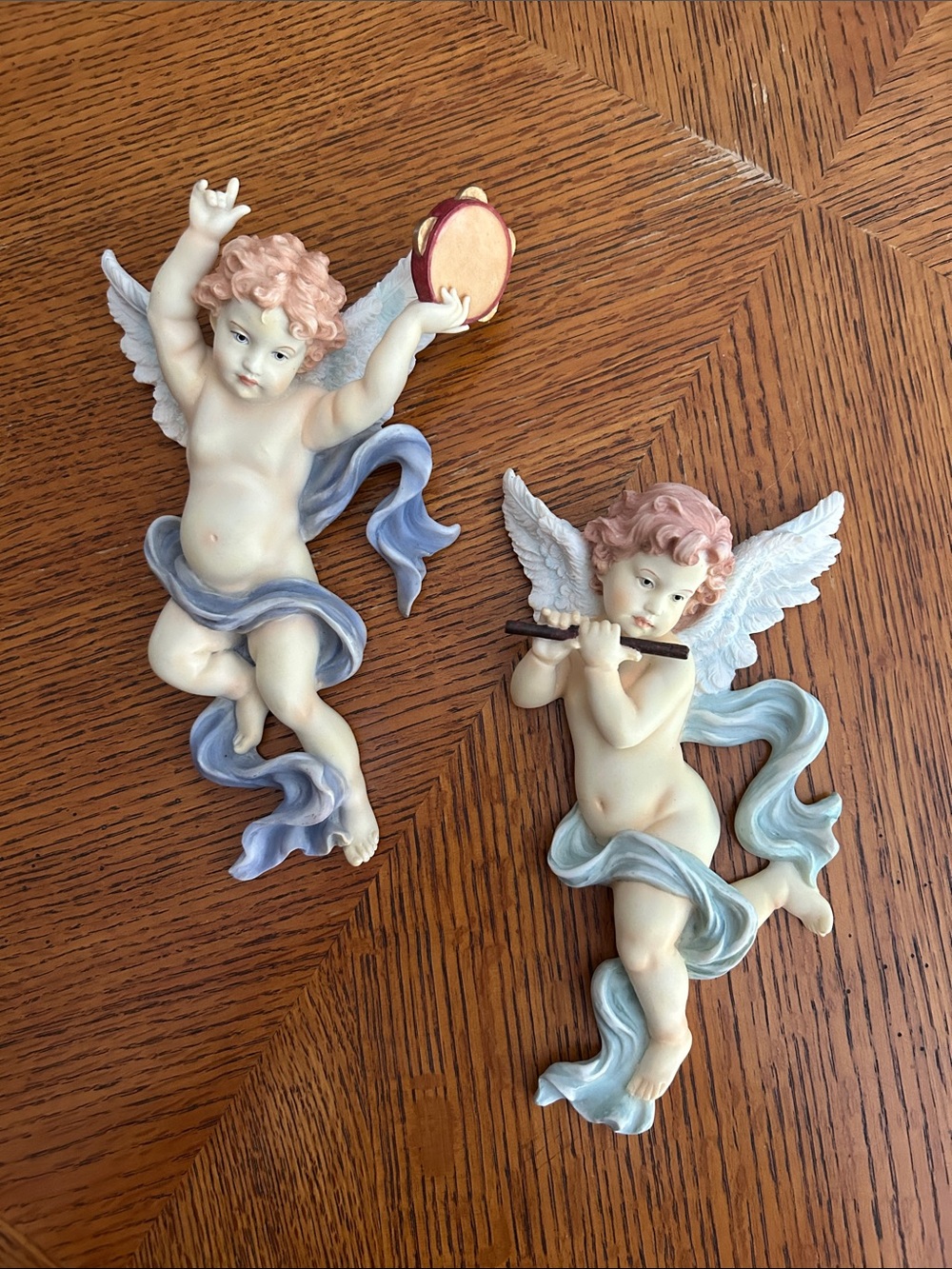 Pair of Resin Cherub Wall Plaques